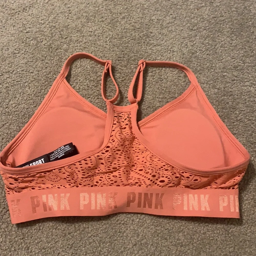 NWOT Pink Victoria Secret Peachy/Orange Sports Bra - Picture 4 of 5